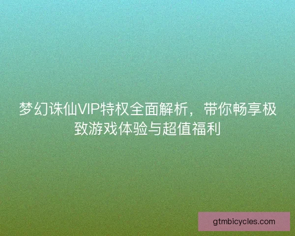 梦幻诛仙VIP特权全面解析，带你畅享极致游戏体验与超值福利